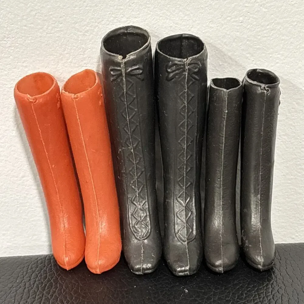 Vintage Barbie Boot Shoe Lot Made In Hong Kong Black Brown - Picture 3 of 6